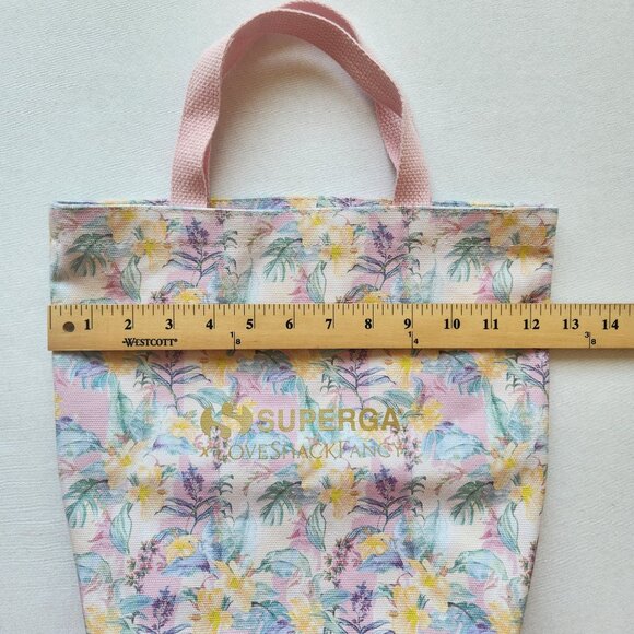 Superga X LoveShackFancy Floral Canvas Tote Bag Pink Tropical Feminine Cute - Picture 8 of 9